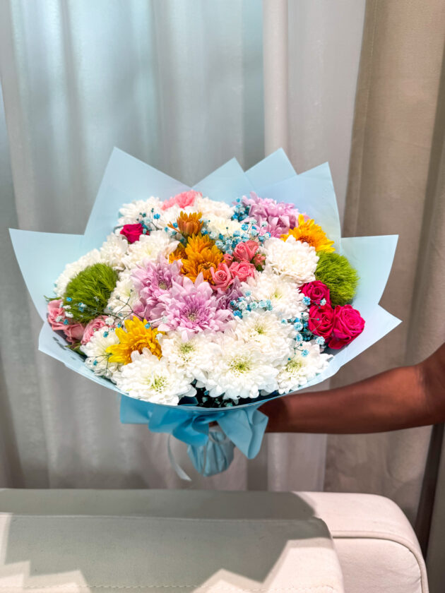 Blue cue flower bouquet